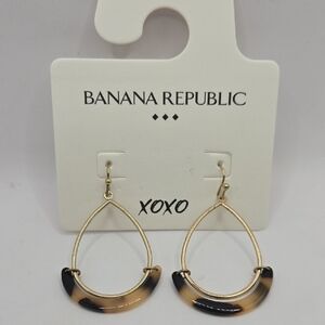 Banana Republic Gold and Black Hoop Earrings